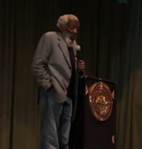Dick Gregory delivers lecture on March 8 at Sojourner Douglass College