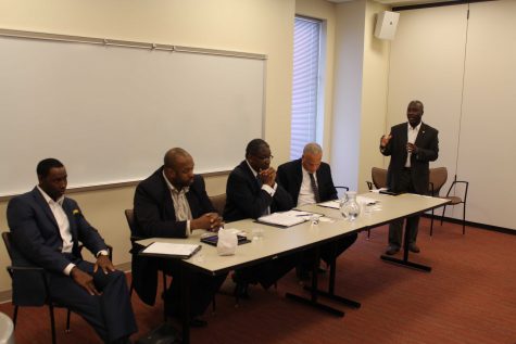 Panelists at the Black Men Matter Conference II argue for a credit history. (starting left to right
Johnnie Fielding, Jerry Edwards, Arnold Williams, Calaway Braxton, Omar Mohammed)
Photo credit: Soronia Taylor