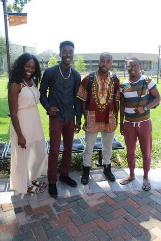 (From left to right) Fumni Lagoke, senior, Music major; Issac Asante, junior, Psychology major; Qobe Wisdom, senior, Accounting major; Lanre Rawaye, senior, Electrical Engineering major