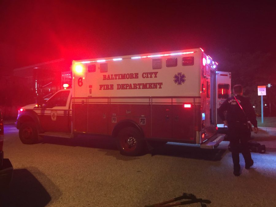 An ambulance prepares to take a Morgan student to Good Samaritan Hospital.
Photo by Benjamin McKnight III.