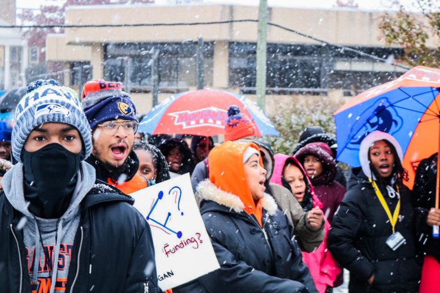 Morgan+students+gather+to+support+their+HBCU+despite+inclement+weather