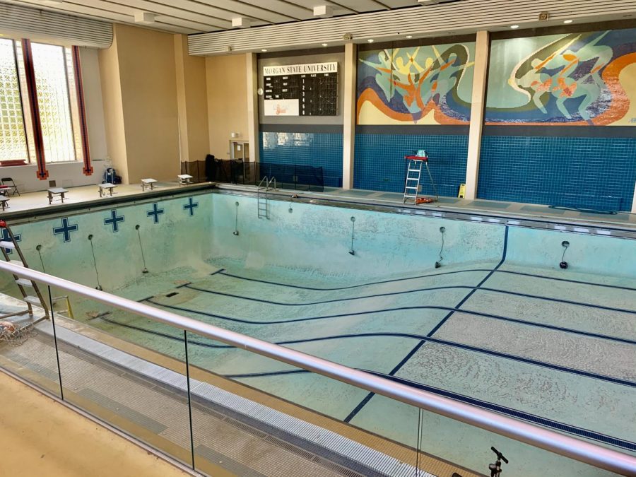 Morgan State's Hurt Gymnasium pool is empty.