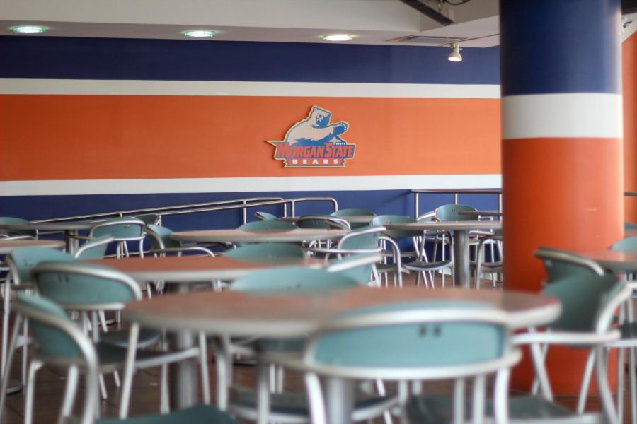 Morgan State's canteen, which is located the university's student center, is empty as many students have evacuated the campus.