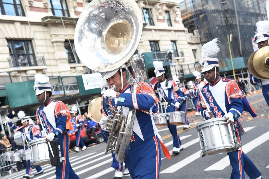 Malcolm Mobley plays his heart out in the 93rd annual Macy’s Thanksgiving Day Parade.