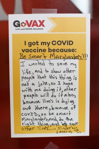 The universitys vaccine clinic features a wall of I got my COVID vaccine because cards with the reasons why members of the community decided to get vaccinated. 