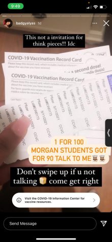 An Instagram account belonging to a Morgan student appeared to publicize fake vaccine cards for sale in a post that was taken down after 24 hours.