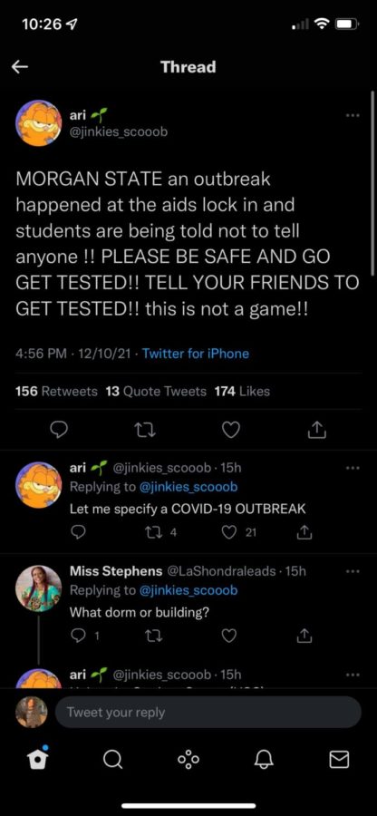 One of the several rumors circulating on social media about a potential COVID-19 outbreak at Morgan State University.