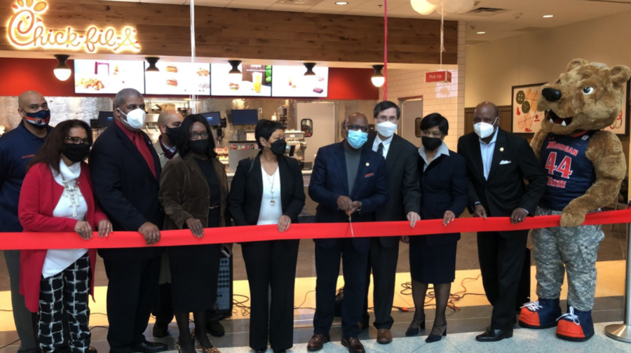 President David Wilson cut the ribbon to the newly opened Chick-fil-A on Feb. 4.