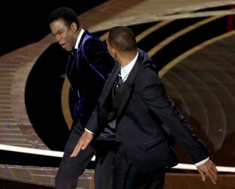 Will Smith slapped comedian Chris Rock  onstage during the 94th Annual Academy Awards after Rock made a joke about Smiths wife, Jada.