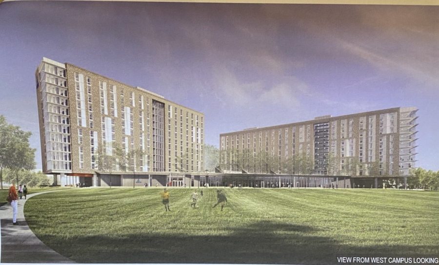 An artists rendition of a new residence hall to be located next to the new Thurgood Marshall dorm.