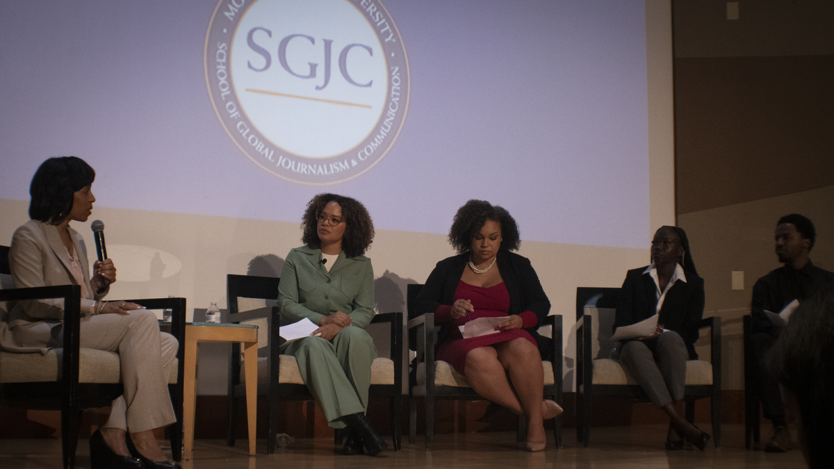 Angela Alsobrooks, Prince George's County Executive and Democratic candidate for the Senate, addresses concerns during the Senate Candidates Forum at Morgan State University on Sept. 24, 2024.