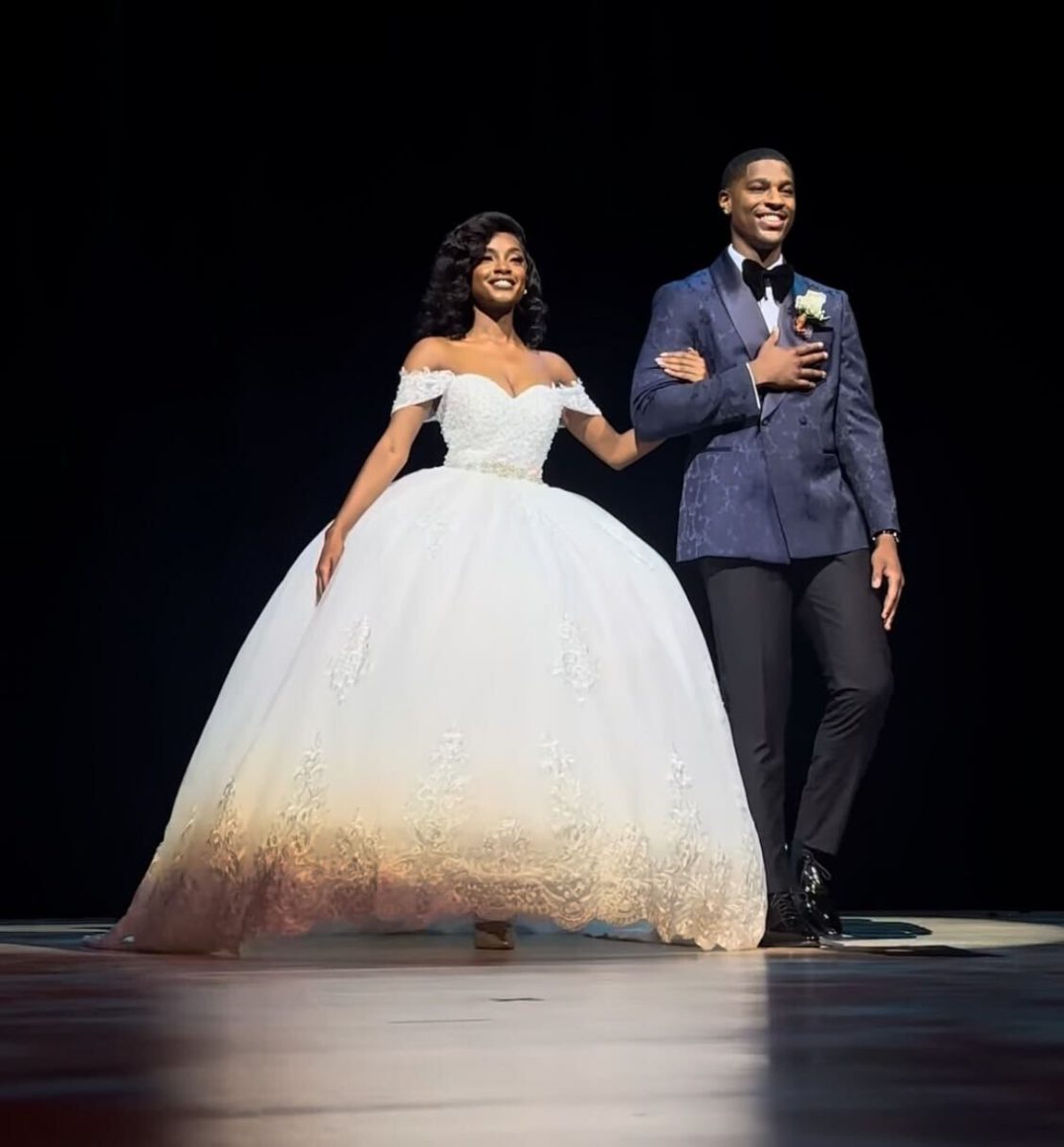 Miss Morgan Yasmine Bryant and Mister Morgan Xavier Johnson enter the ballroom during Morgan State University's homecoming coronation ceremony on Tuesday, Oct. 1.
