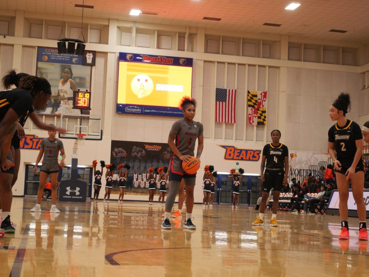 Junior guard Ja'la Bannerman at the free throw line vs Towson. 