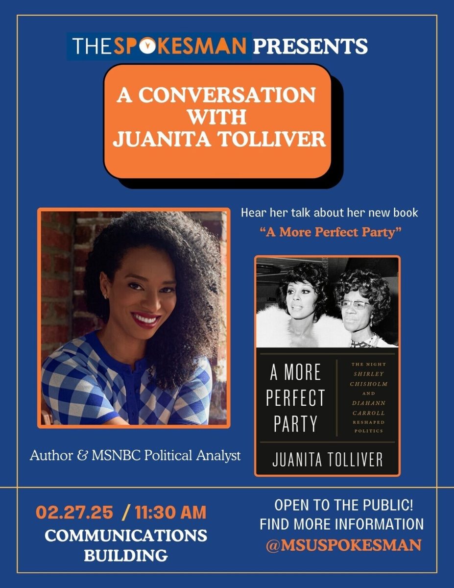 The Morgan State Spokesman presents "A Conversation with Juanita Tolliver," an author and MSNBC political analyst, to discussher new book, "A More Perfect Party: The Night Shirley Chisholm and Diahann Carroll Reshaped Politics”, at 11:30 a.m. on Thursday, Feb. 27.