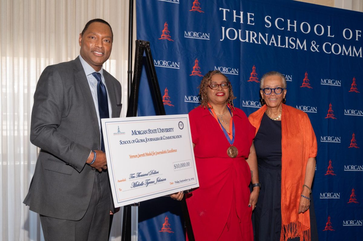 Wisdom Martin, Michelle Tyrene Johnson, and Jackie Jones at the 2025 Vernon Jarrett Award ceremony.