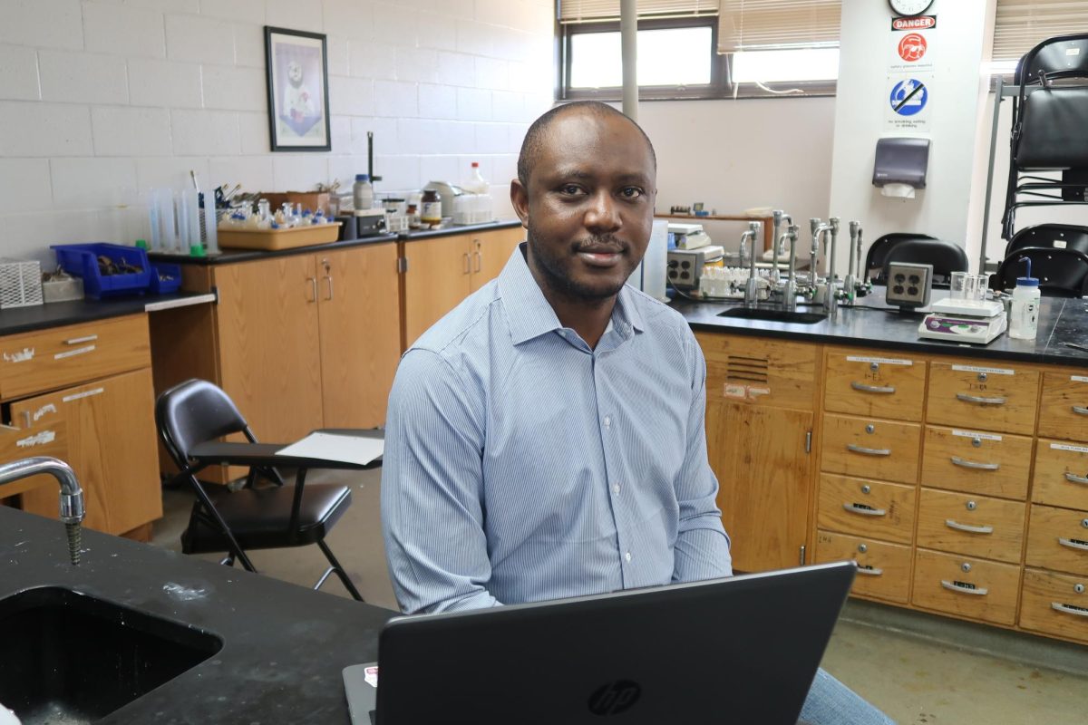 Sheriff Umar Itopa, a chemistry graduate student, in the lab in Spencer Hall