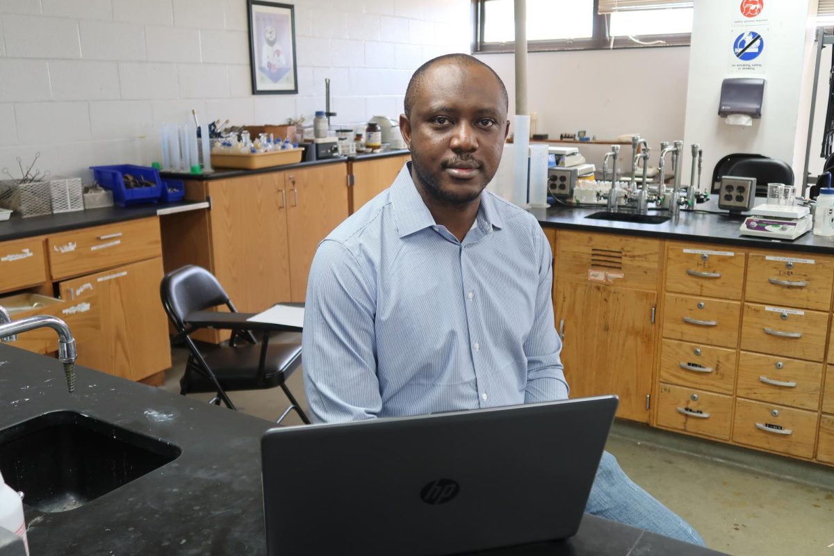 Sheriff Umar Itopa, a chemistry graduate student, in the lab in Spencer Hall