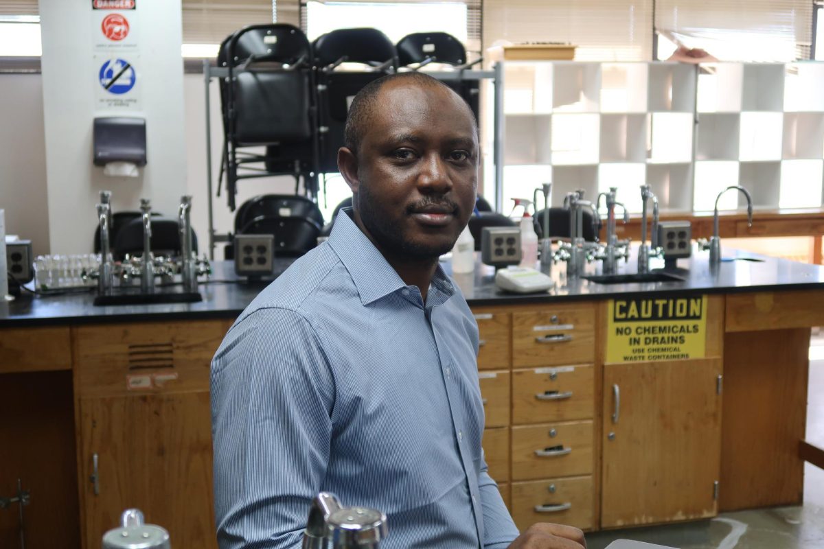 Sheriff Umar Itopa, a chemistry graduate student, in the lab in Spencer Hall