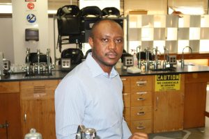 Sheriff Umar Itopa, a chemistry graduate student, in the lab in Spencer Hall