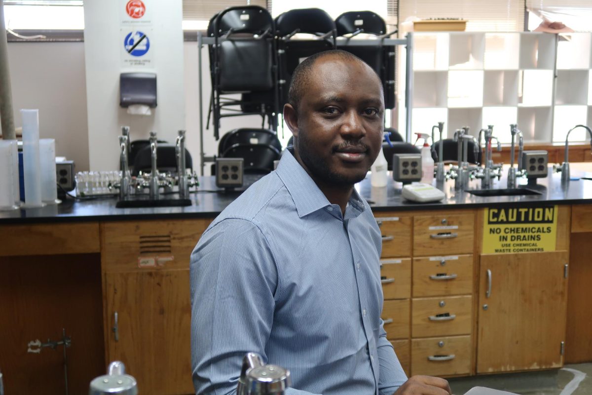 Sheriff Umar Itopa, a chemistry graduate student, in the lab in Spencer Hall
