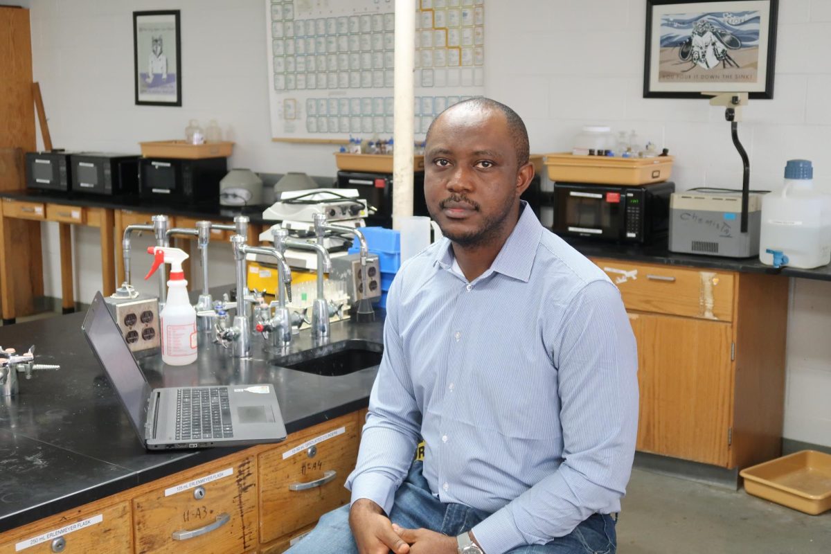 Sheriff Umar Itopa, a chemistry graduate student, in the lab in Spencer Hall