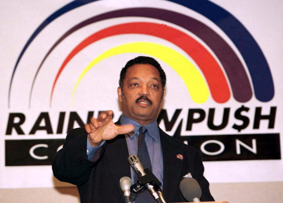 Rev. Jesse Jackson speaks at a news conference in New York, U.S. January 15, 1997. REUTERS/Mike Segar